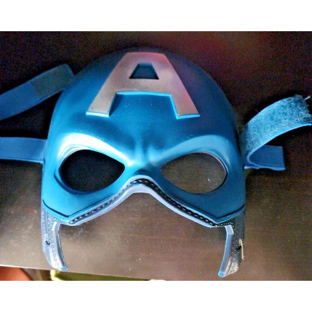 Captain America Cosplay Mask Blue Plastic Costume Marvel Avengers Kids/Adults